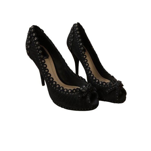 Dior Shoes - Christian Dior Black Suede Studded Pumps Size 39